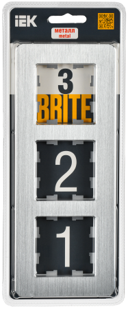 BRITE Рамка 3-мест. РУ-3-1-Бр металл алюм. RE AL IEK