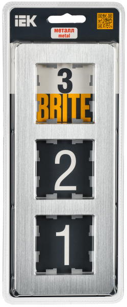 BRITE Рамка 3-мест. РУ-3-1-Бр металл алюм. RE AL IEK