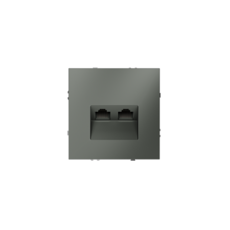 Розетка компьютерная встраиваемая Voltum S70 двойная RJ45+RJ45 КАТ.6, (титан)