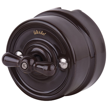 Переключатель одноклавишный (коричневый) Ретро ОУ IP20 Werkel