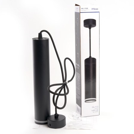 Светильник потолочный на подвесе MR16 35W 230V,черный D55хH280 ML1708 Feron 