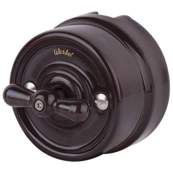 Переключатель одноклавишный (коричневый) Ретро ОУ IP20 Werkel