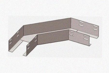 Лоток угловой перфорированный КГ 250х100-90 УХЛ1 поворот на 90, оцинкованный лист, S1,0