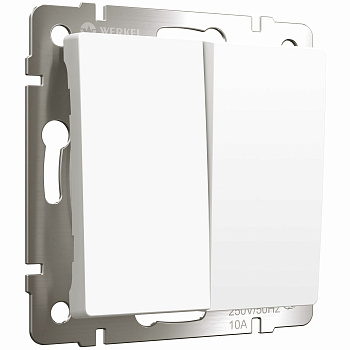 Выключатель двухклавишный (белый матовый) СУ IP20 Werkel