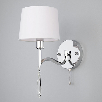 Настенное бра с абажуром 1*E14 40Вт хром IP20 Madera (10127/1 хром) Eurosvet