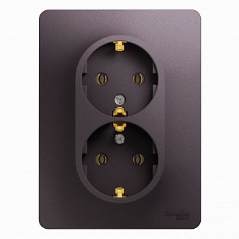 GLOSSA  Розетка СУ 2 мест. с зазем. 16А сиреневый туман IP20 Schneider Electric