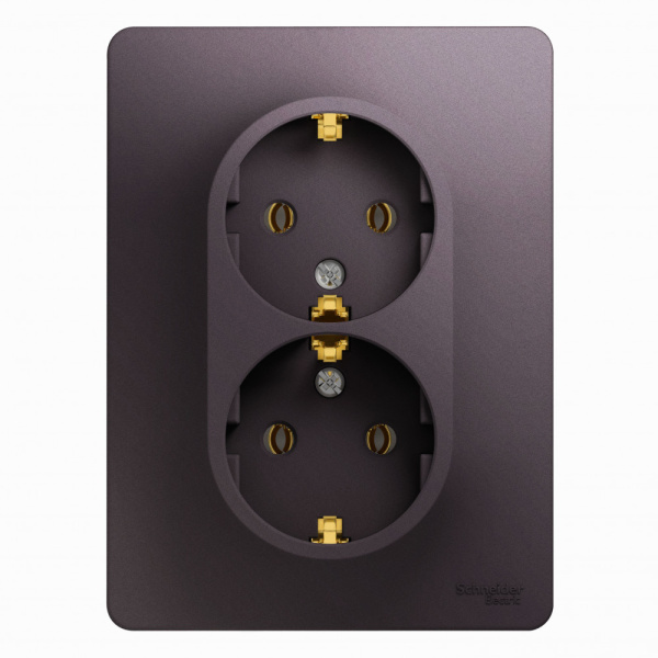 GLOSSA  Розетка СУ 2 мест. с зазем. 16А сиреневый туман IP20 Schneider Electric