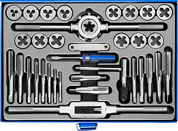 35 предметов, набор метчиков и плашек, сталь Р6М5 ЗУБР