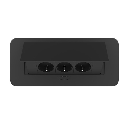 Розетка горизонтальная выдвижная 3 Euro 16A цвет черный Livolo