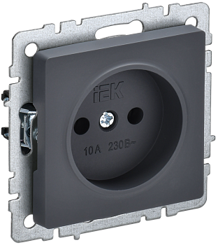 BRITE Розетка 1-местная без з/з без защитных шторок 10А РС10-1-0-БрГ графит IEK