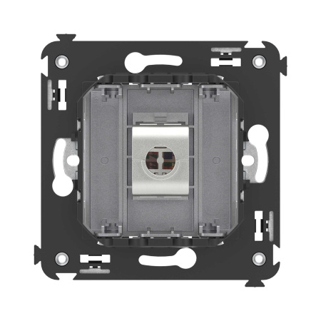 Компьютерная розетка RJ-45 без шторки в стену, кат.5e одинарная экранированная, "Avanti", "Закаленная сталь" DKC