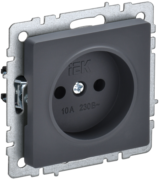 BRITE Розетка 1-местная без з/з без защитных шторок 10А РС10-1-0-БрГ графит IEK