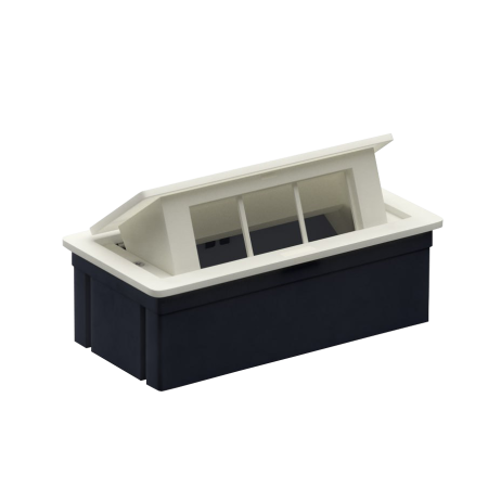 Donel Настольный встраиваемый выдвижной розеточный блок 6 мод. (3 мод. 45х45), с разделителем, белый