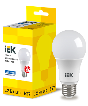 Лампа светодиодная ALFA A60 шар 12Вт 230В 6500К E27 IEK