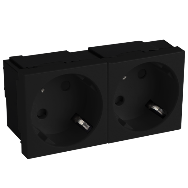 Donel Розетка 2х2К+З нем.ст., 45 гр., с з/ш, черн. (90х45мм), серия (тип) DF6