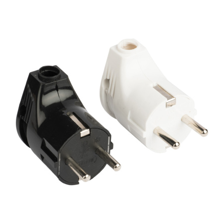 Вилка угловая с/з бел, 16А 250В PROxima EKF