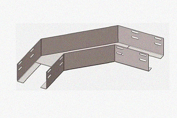 Лоток угловой замковый перфорированный КГЗ 200х100-90 УХЛ1 поворот на 90, оцинкованный лист S1,0