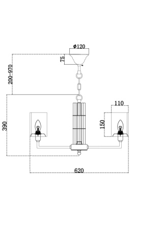 Подвесной светильник 6*E14 40Вт Золото IP20 Metropolitan H015PL-06G Maytoni