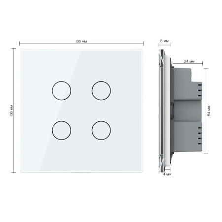 Сенсорный выключатель 4 клавиши 1 пост Белый UK стандарт Livolo