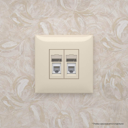 Телефонная розетка RJ-12 в стену двойная, "Avanti", "Ванильная дымка" DKC