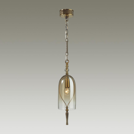 Подвес E14 1*40W BELL бронзовы/коньячный/стекло ODEON LIGHT