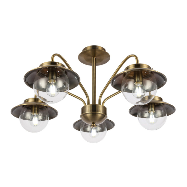Люстра потолочная Античная бронза/Прозрачный E14 5*40Вт SLE110102-05 EVOLUCE