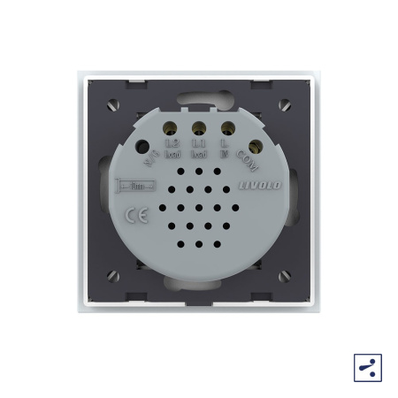 Сенсорный проходной выключатель Quadro 2 клавиши 1 пост Белый Livolo