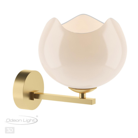 Бра E14 1*40W WATERLILY золотой/белый/стекло ODEON LIGHT