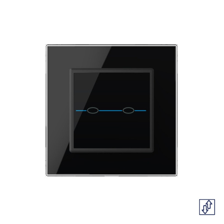 Сенсорный выключатель для жалюзи Quadro 2 клавиши 1 модуль Черный Livolo