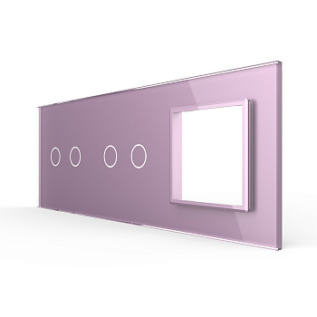Панель для двух сенсорных выключателей и розетки, 4 клавиши (2+2), цвет розовый, стекло Livolo