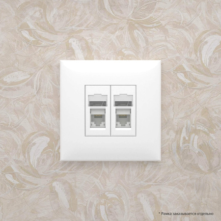 Компьютерная розетка RJ-45 в стену, кат.6 двойная,"Avanti", "Белое облако" DKC