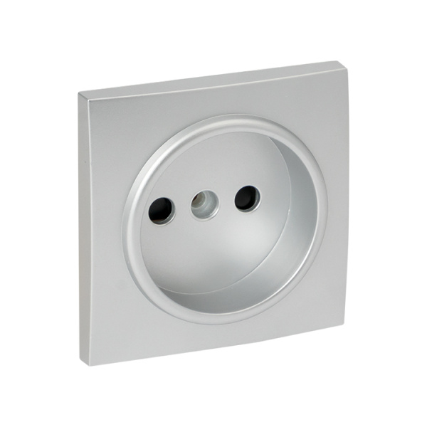 Валенсия Лицевая панель розетки 1-местной б/з 10 А сталь с защ, штор, EKF