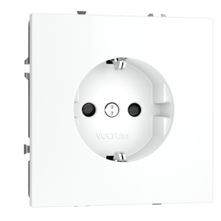 Розетка встраиваемая Voltum S70 с заземлением и защитными шторками, 16А, (белый матовый)