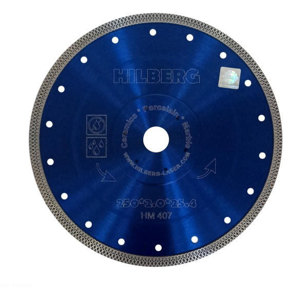 Диск алмазный отрезной 250*25,4/22,23 Турбо ультратонкий х-тип HM407 Hilberg
