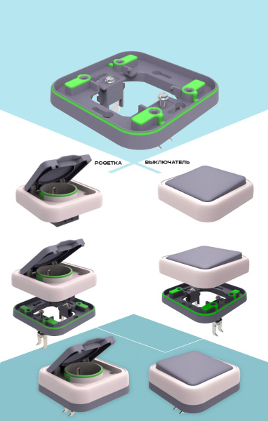 Donel W55 Рамка с клавишей для скрытой установки переключателя одиночный, антрацит, IP55, серия (тип) DIP55
