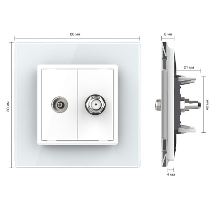 Розетка ТВ/Спутниковая SAT Белая Livolo