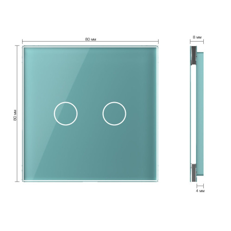 Панель для двухклавишного выключателя зеленая Livolo