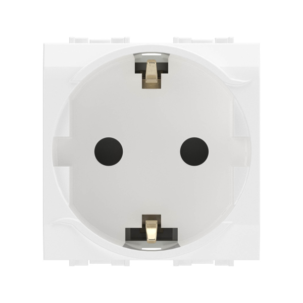Электрическая розетка с заземлением, со шторками, белая, 2мод. DKC