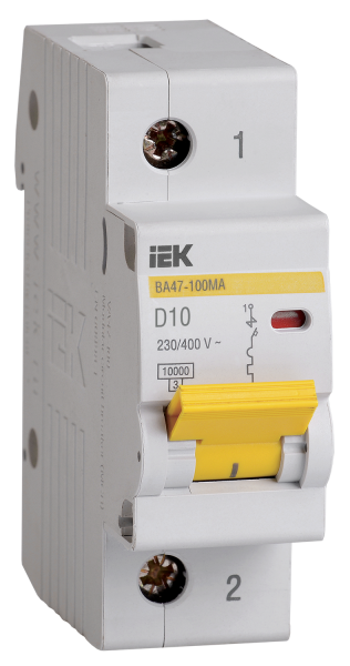 Выключатель автоматический ВА МОД ВА47-100МА без теплового расцепителя 1П 10А 10кА D IEK