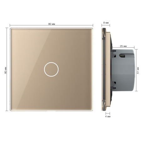 Сенсорный выключатель 1 клавиша 1 пост Золотой Livolo