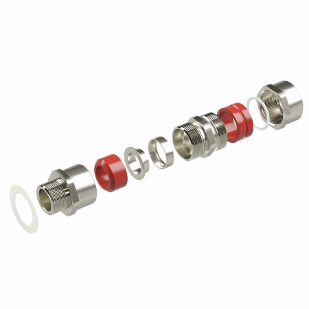 Взрывозащищенный кабельный ввод серии КА для бронированного кабеляМ25х1,5 d:11,8-18мм D:15-25мм. Никелированная латунь IP66/IP68 DKC