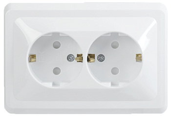Розетка 2-местная РСш12-3-ВБ с з/з с защитной шторкой 16А ВЕГА белый IEK