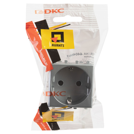 Розетка модульная, 2P+E, с з/ш, "Avanti", "Закаленная сталь", 2 модуля DKC