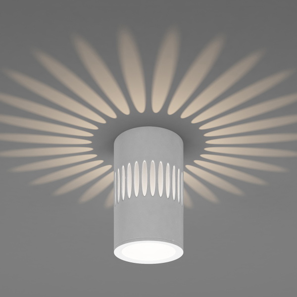 Накладной светодиодный светильник DLS026 с подсветкой (рисунок лучи) 7Вт 4200К белый IP20 Elektrostandard