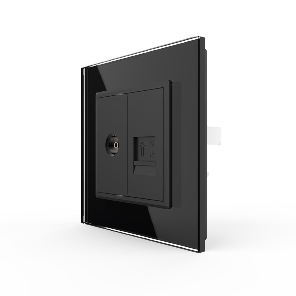 Розетка ТВ/ТЛФ Черная Livolo