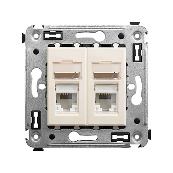 Компьютерная розетка RJ-45 в стену, кат.6А двойная, "Avanti", "Ванильная дымка" DKC