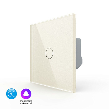 Одноклавишный умный сенсорный выключатель EC, 1 пост, цвет жемчужный Livolo