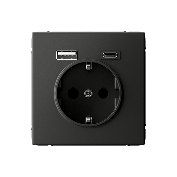 ARTGALLERY РОЗЕТКА 16А с 2 USB A+C, 5В/2,4А/3,0А, 2х5В/1,5А, механизм, БАЗАЛЬТ Systeme Electric