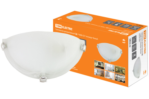 Светильник декоративный СД 1*60 Вт E27 полукруг белый (в индивид. коробке) TDM