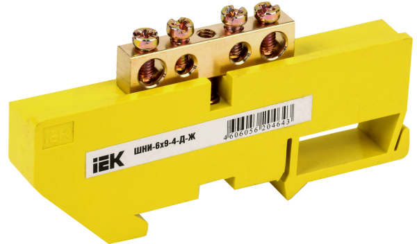 Шина PE "земля" на DIN-изоляторе ШНИ-6х9-4-Д-Ж IEK